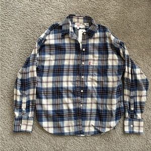 Levi's S Blue Pink Plaid Cotton Flannel Long Sleeve Women's Button Down Shirt